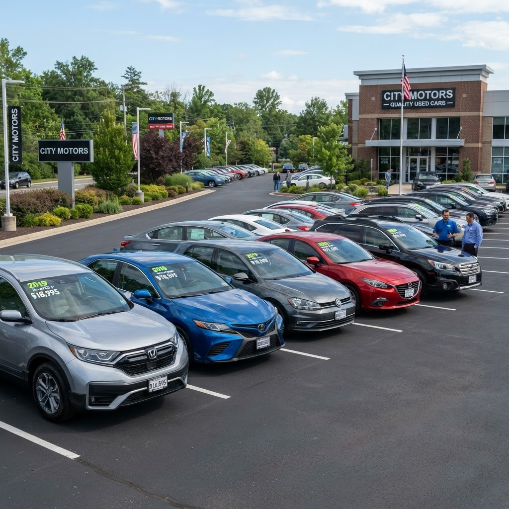 Used cars at a dealership